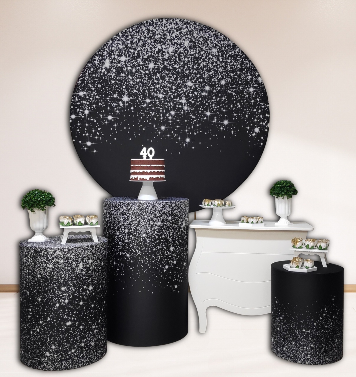 Glitter Preto E Prata - Kit Diamante - FestBox