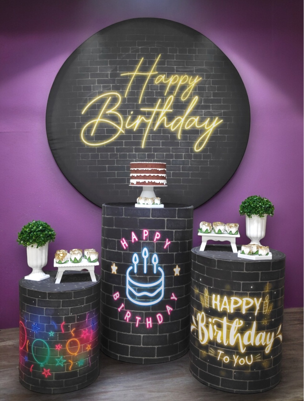 Happy Birthday Neon - Kit Ouro - FestBox