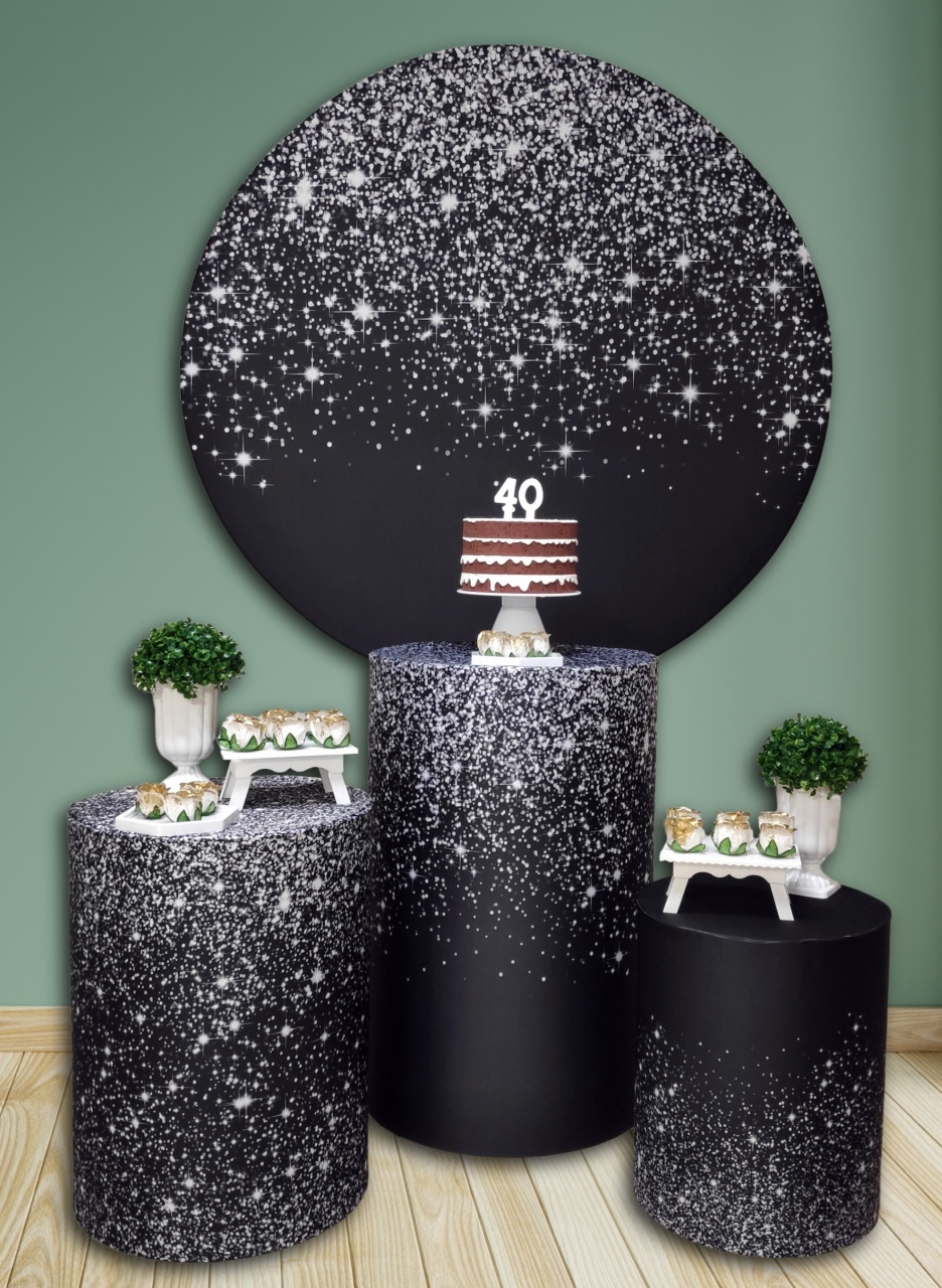 Glitter Preto E Prata - Kit Ouro - FestBox