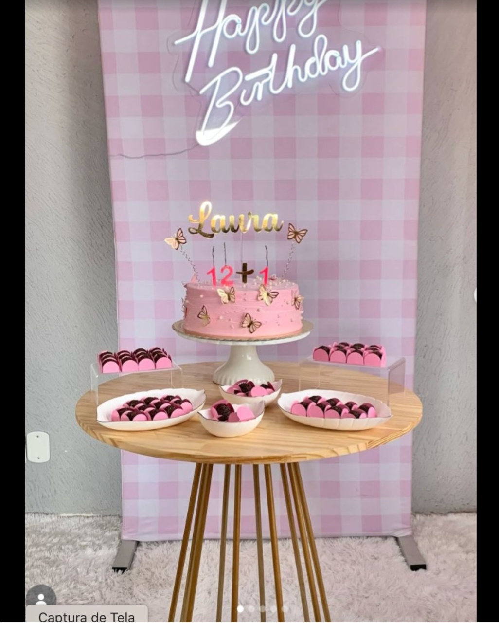 Kit Karina Happy Birthday Xadrez Rosa - laladecor