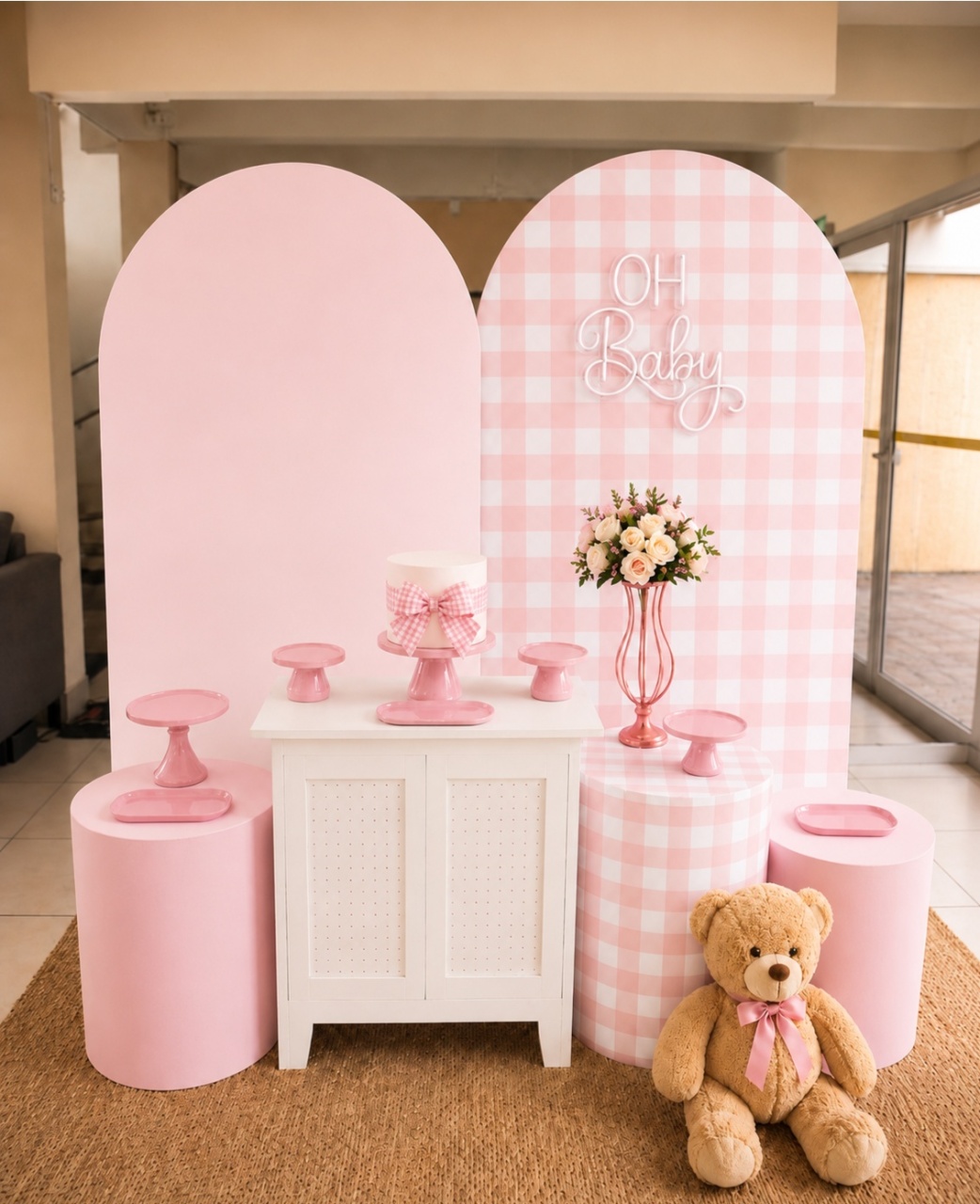 Chá de Bebe /Revelaçao Rosa E Xadrez - laladecor