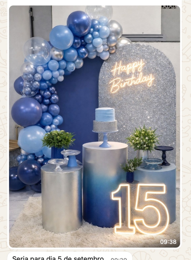 Composiçao 15 Anos Azul E Prata - laladecor