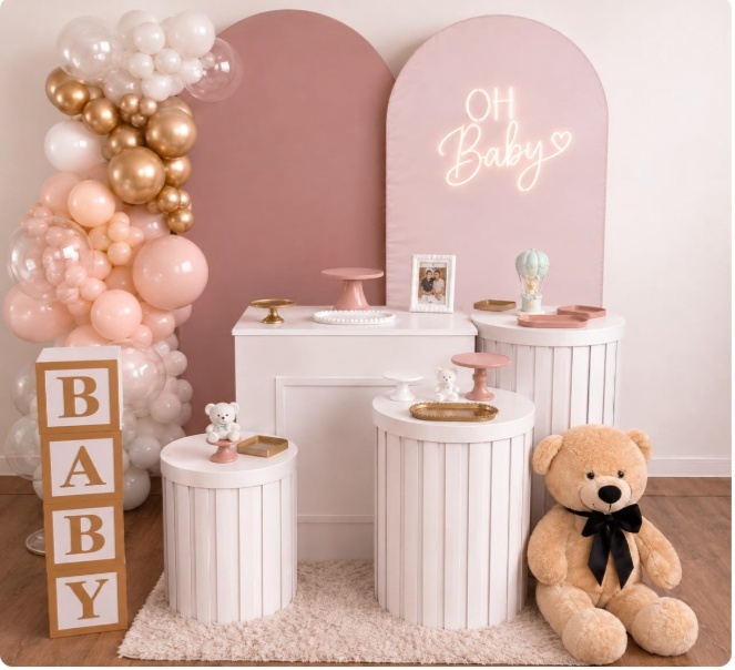 Chá de Bebe Rosa E Rose - laladecor