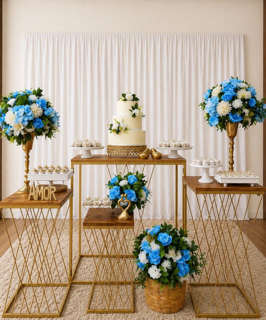 Composiçao Casamento Azul Cortinado - laladecor
