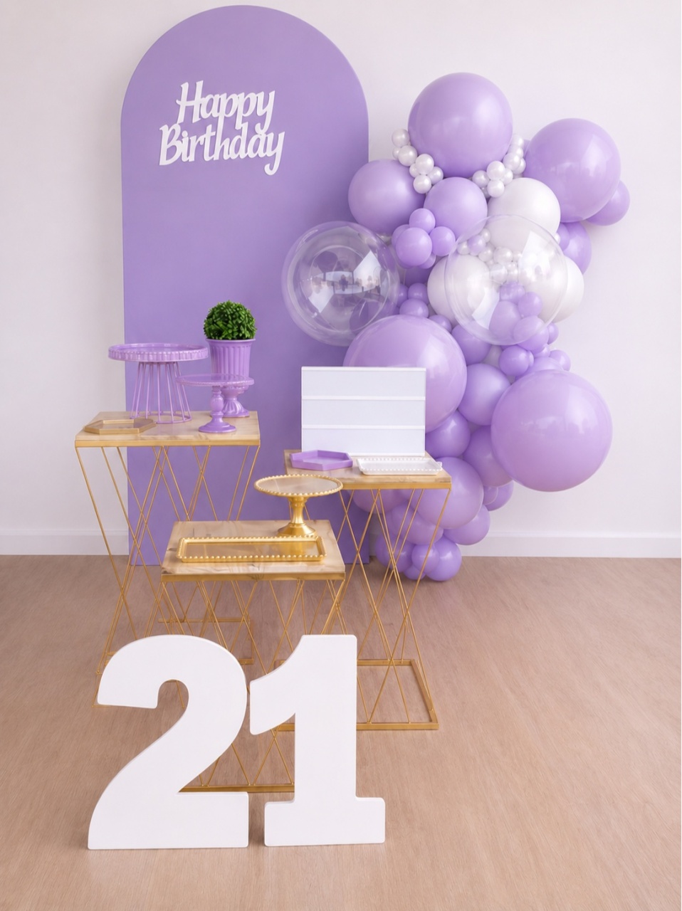 Kit Karina Happy Birthday Lilás - laladecor