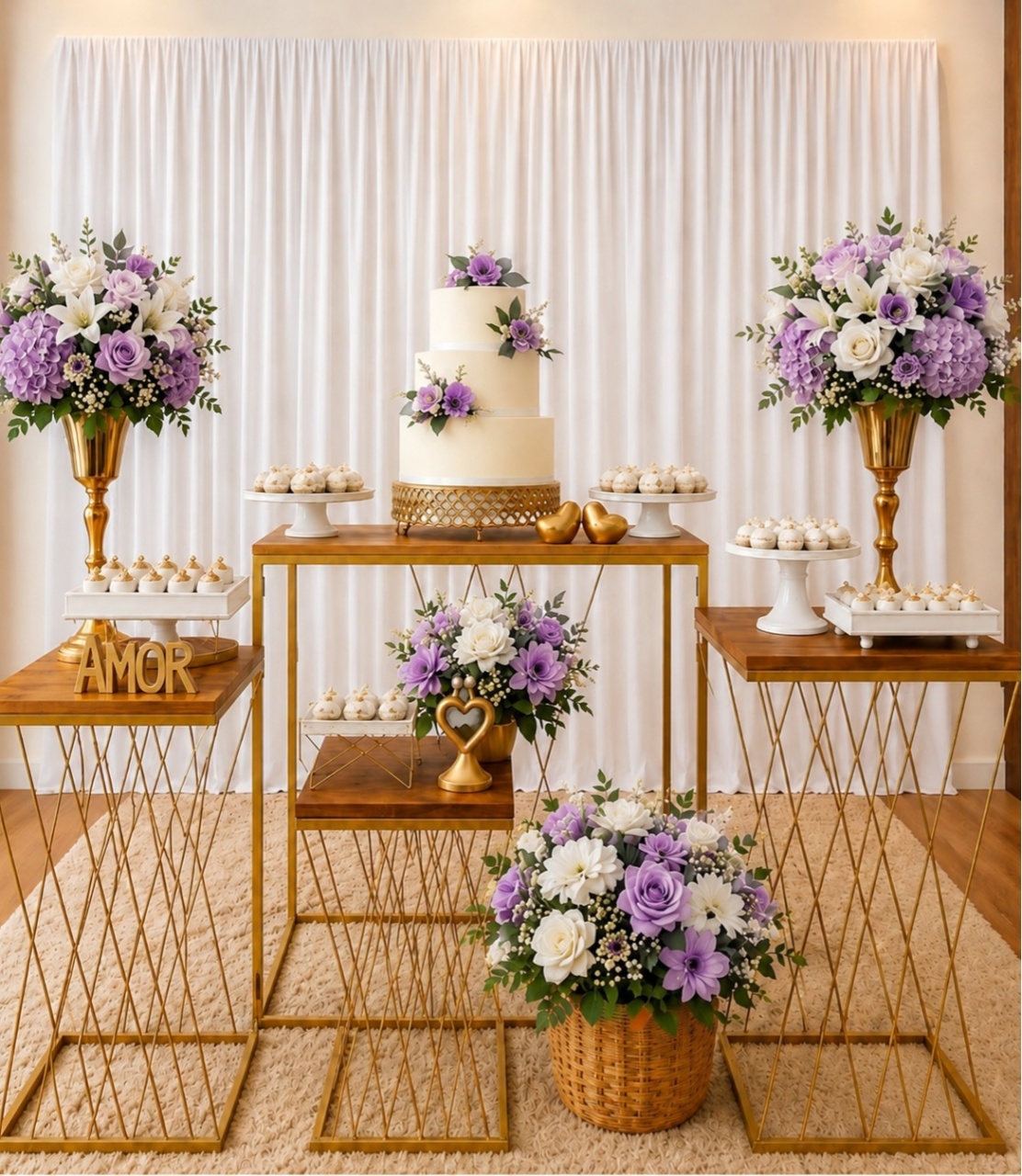 Composiçao Casamento Branco E Lilas - laladecor