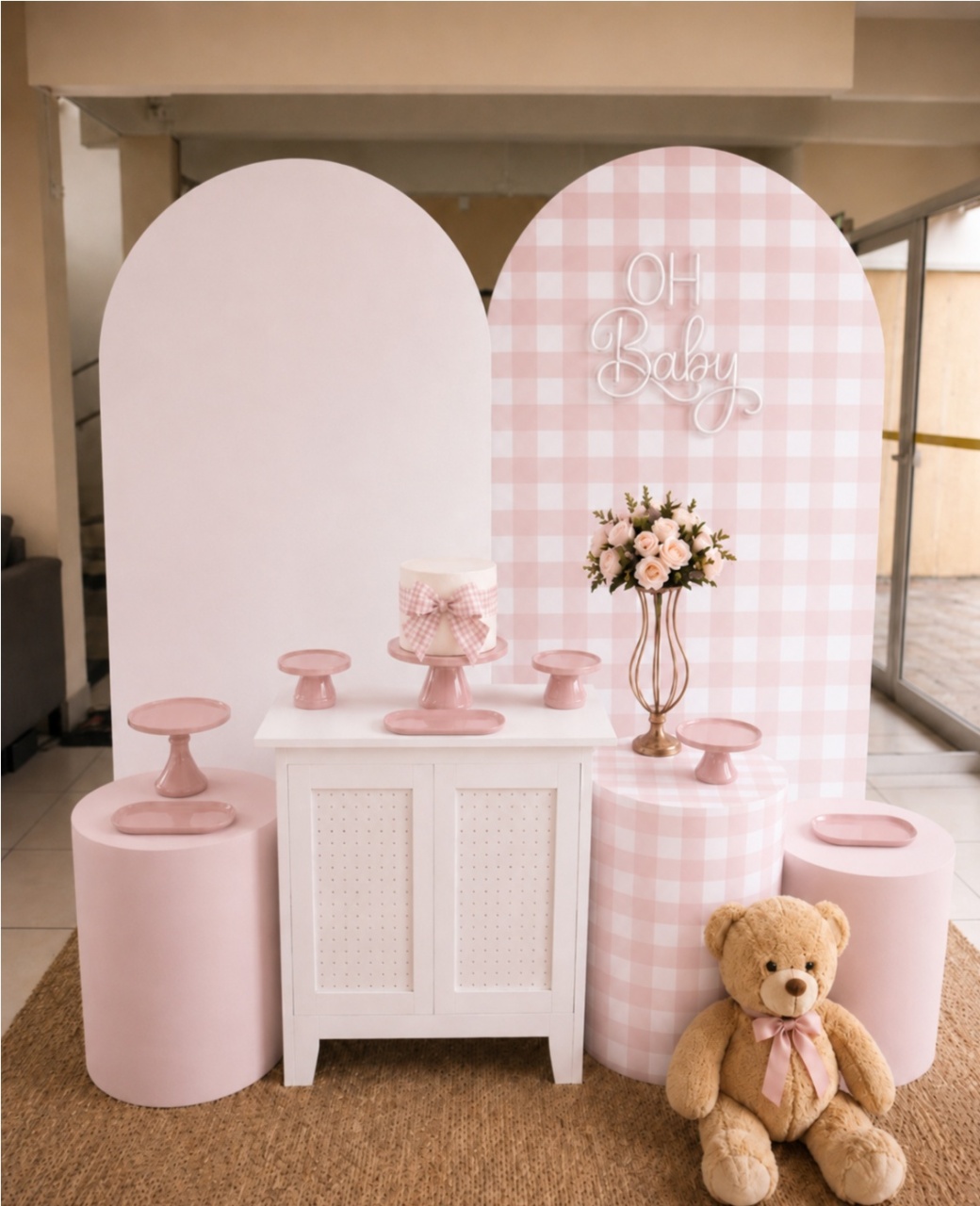 Chá de Bebe /Revelaçao Rosa E Branco - laladecor