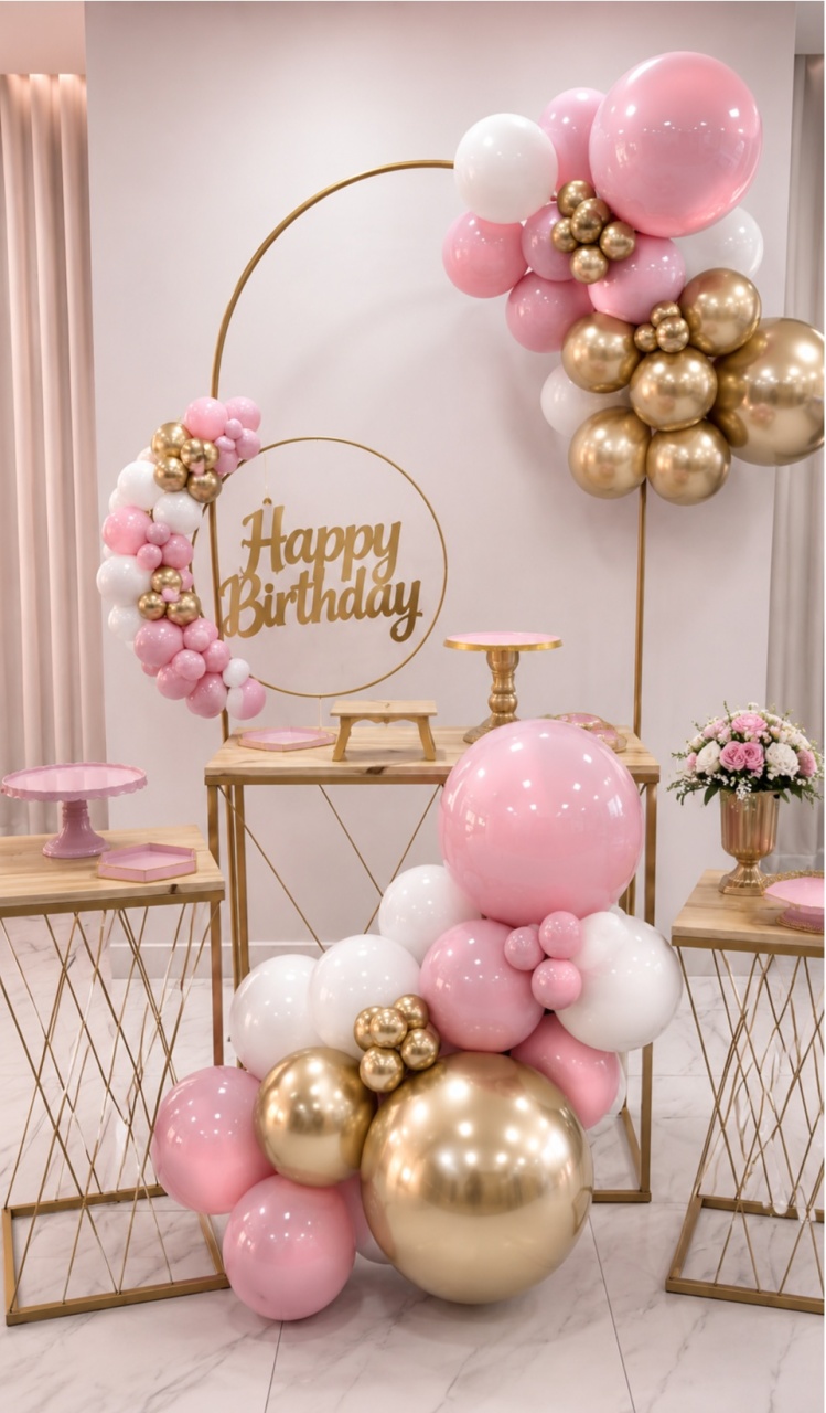 Kit Isabella Rosa Com Branco E Dourado - laladecor