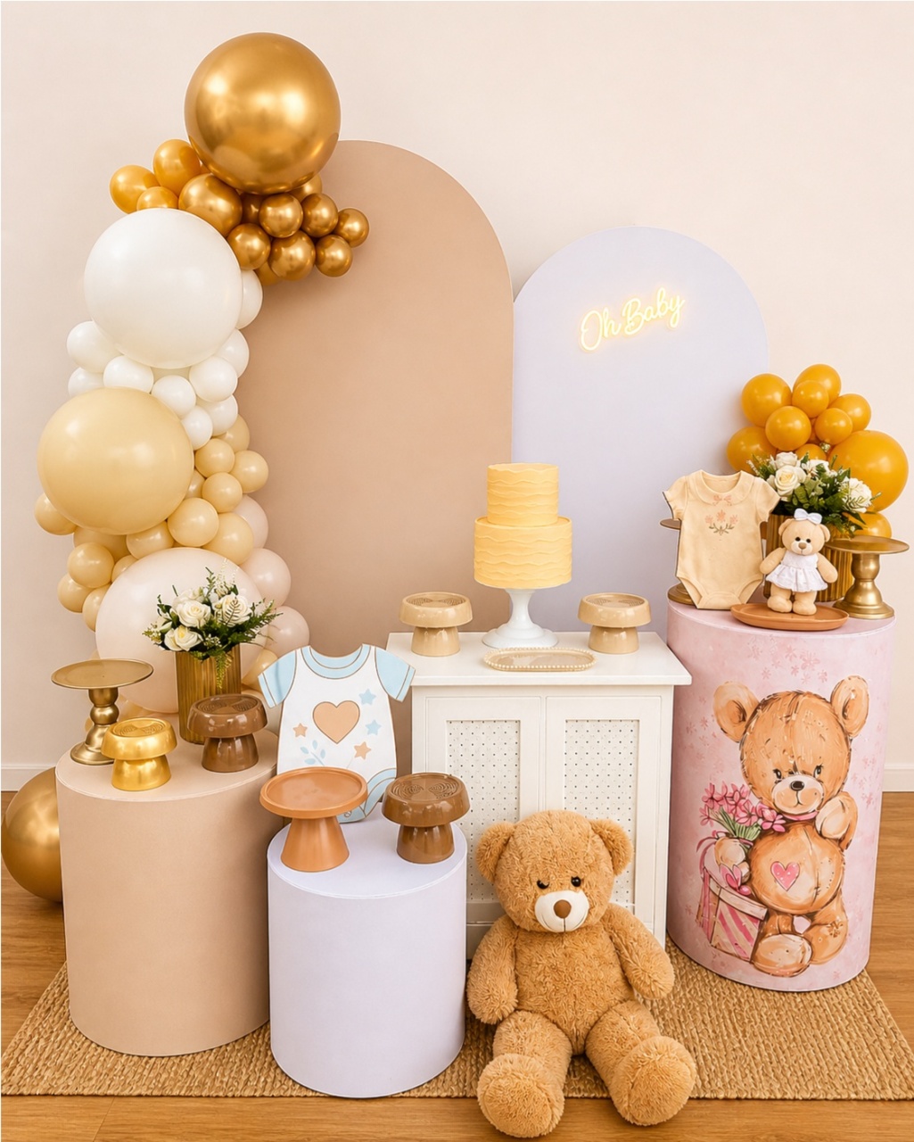 Cha de Bebe Urso Rosa - laladecor
