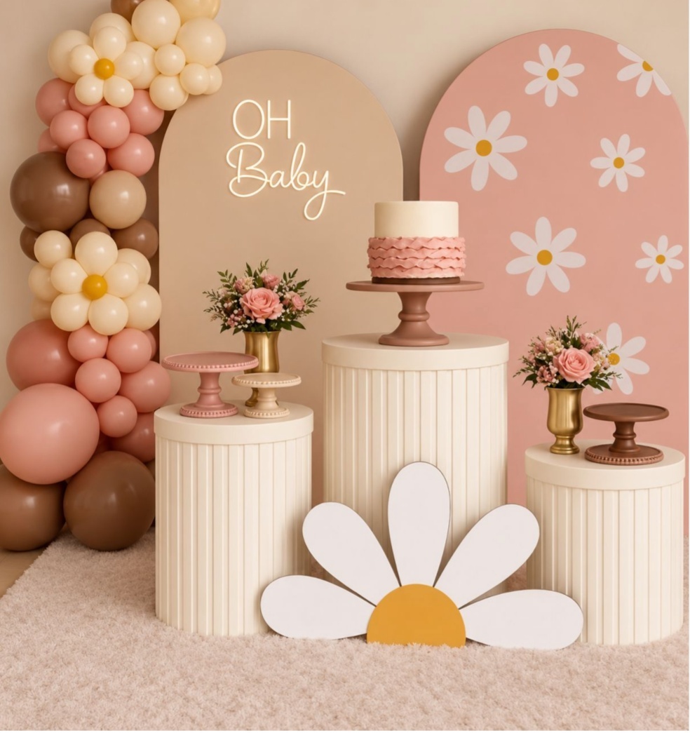 Chá de Bebe Margarida Rose Com Bege E Marrom - laladecor