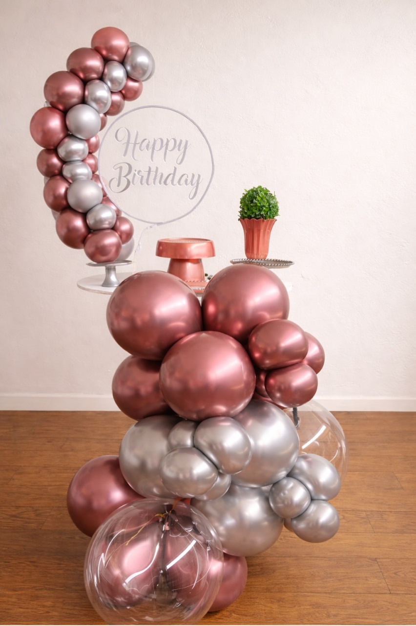 Kit Thayná Happy Birthday Prata E Rose - laladecor
