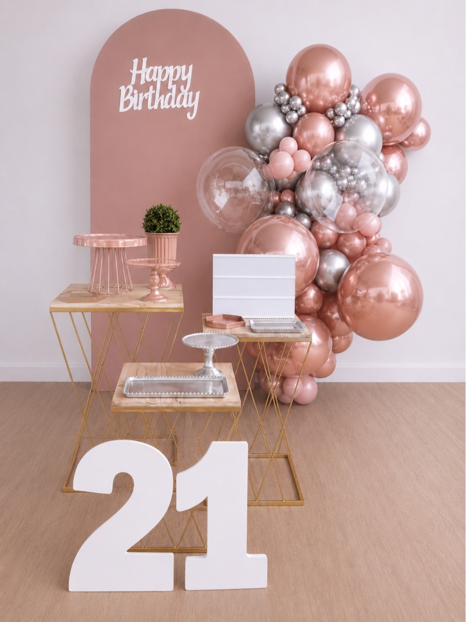 Kit Karina Happy Birthday Rose E Prata - laladecor