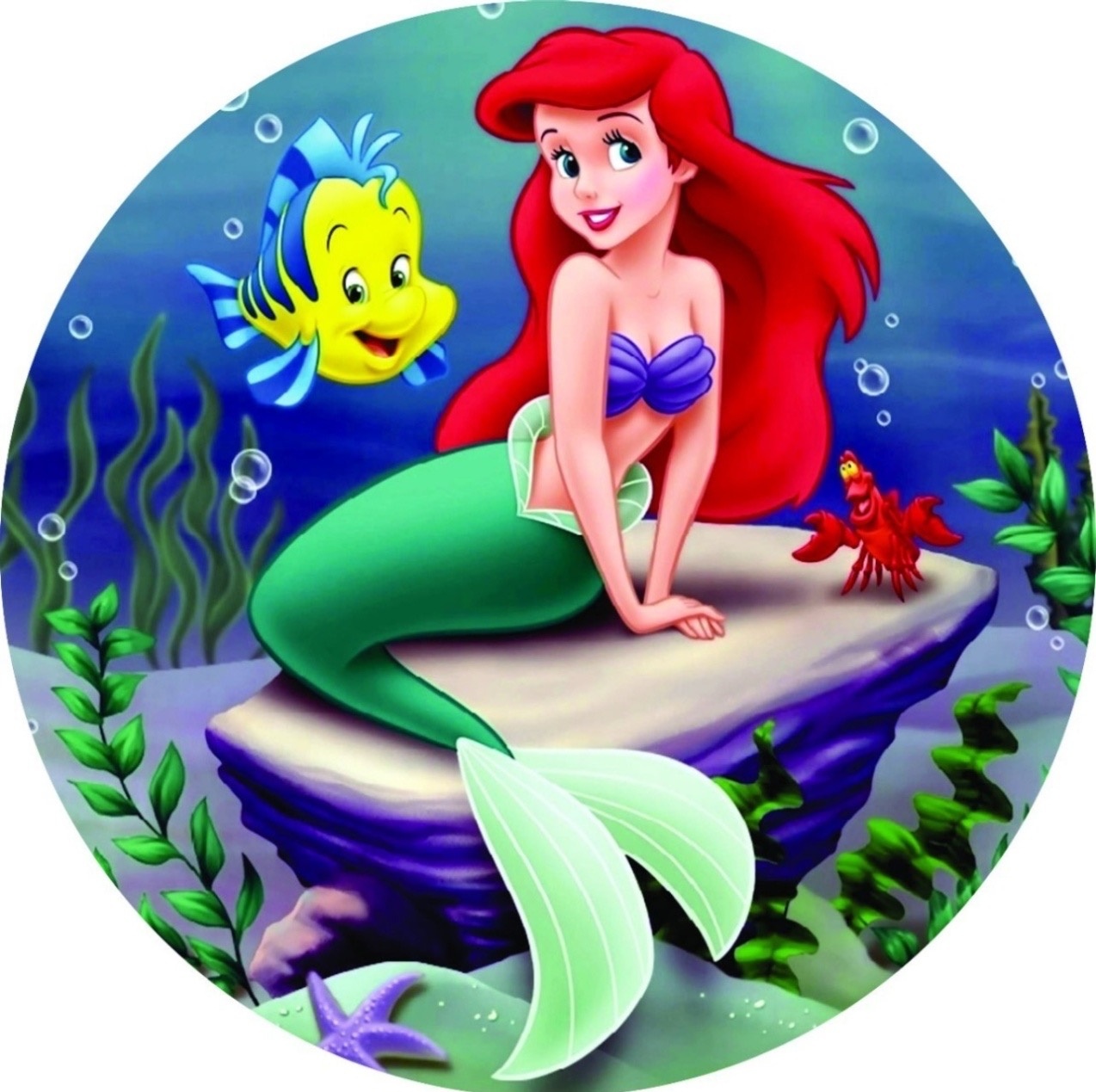 Painel Redondo Tema Pequena Sereia Ariel - Decore Locações