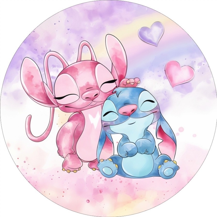 Painel Redondo E Capas Para Cilindros Tema Stitch  - Decore Locações