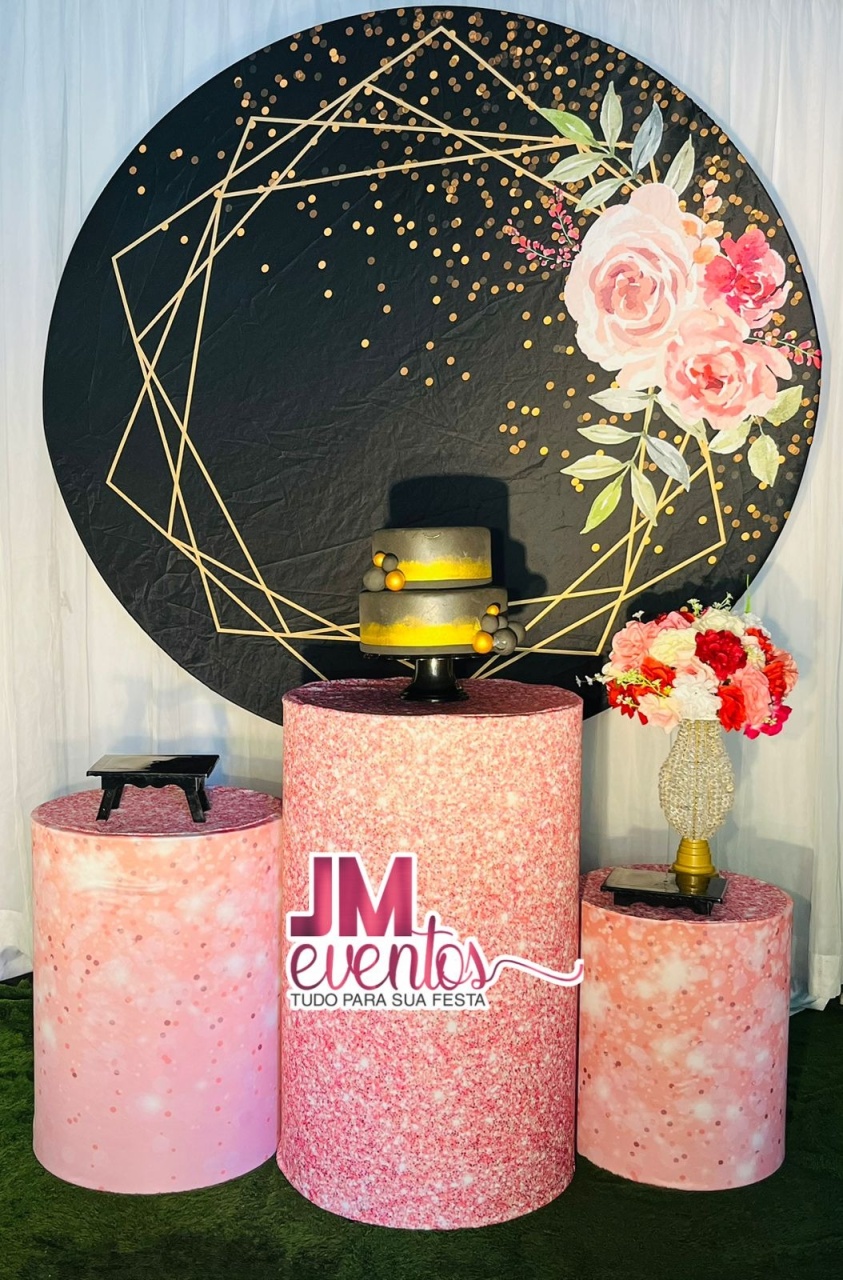Kit Floral Preto Com Rosa 02 - JMEVENTOS