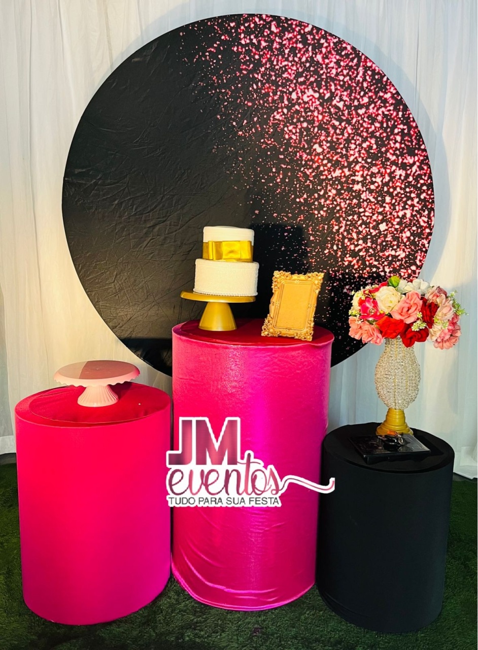 Kit Preto Com Gliter Rosa - JMEVENTOS