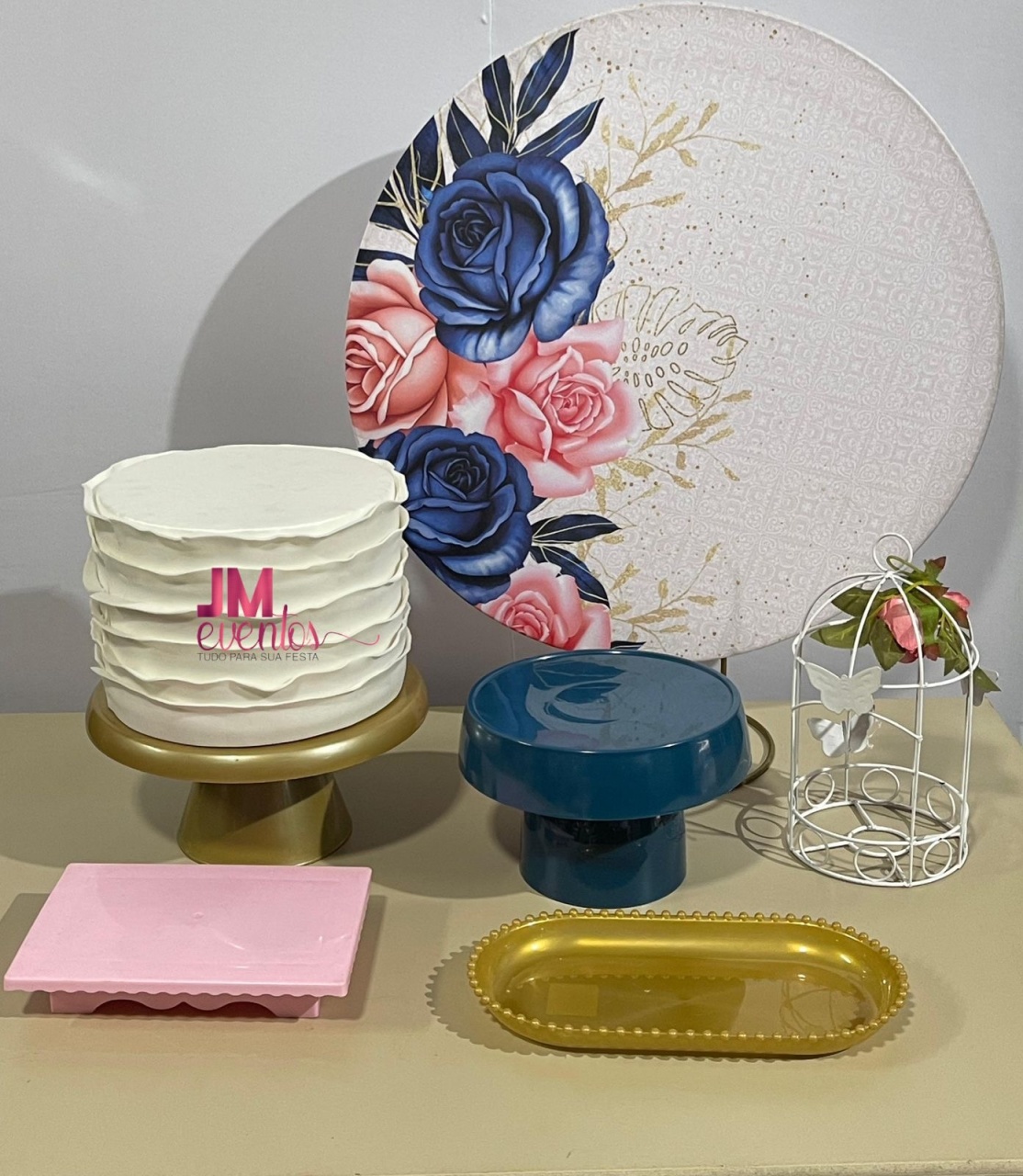 Floral Azul E Rosa - JMEVENTOS
