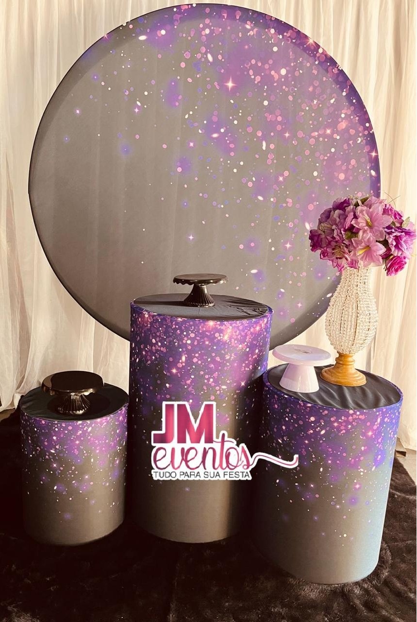 Kit Preto Com Gliter Roxo - JMEVENTOS