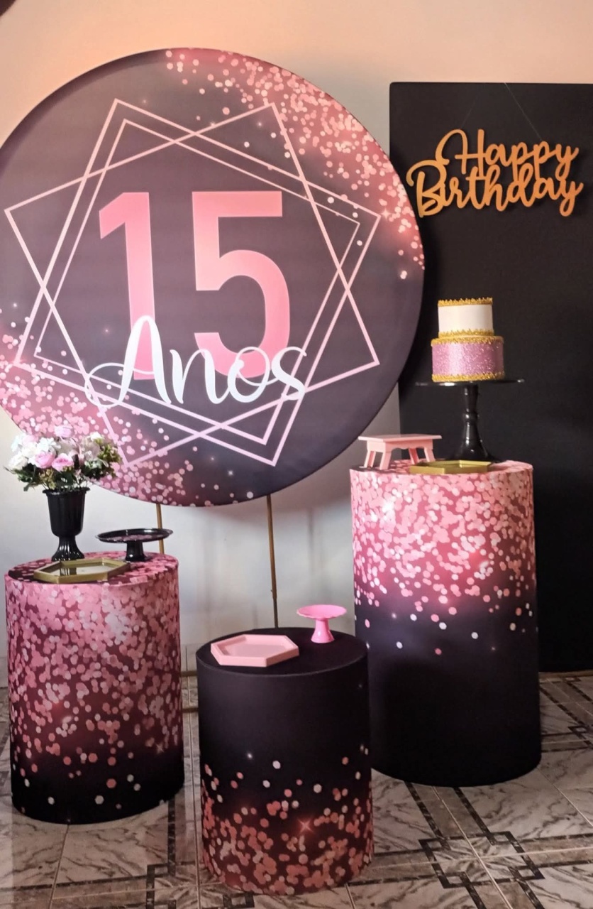 Kit 15 Anos, Preto/Rosa. - Claudia Mello Festas