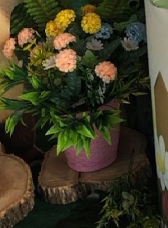 Arranjo de Chão Cesto Rosa  - A casa do pegue e monte 