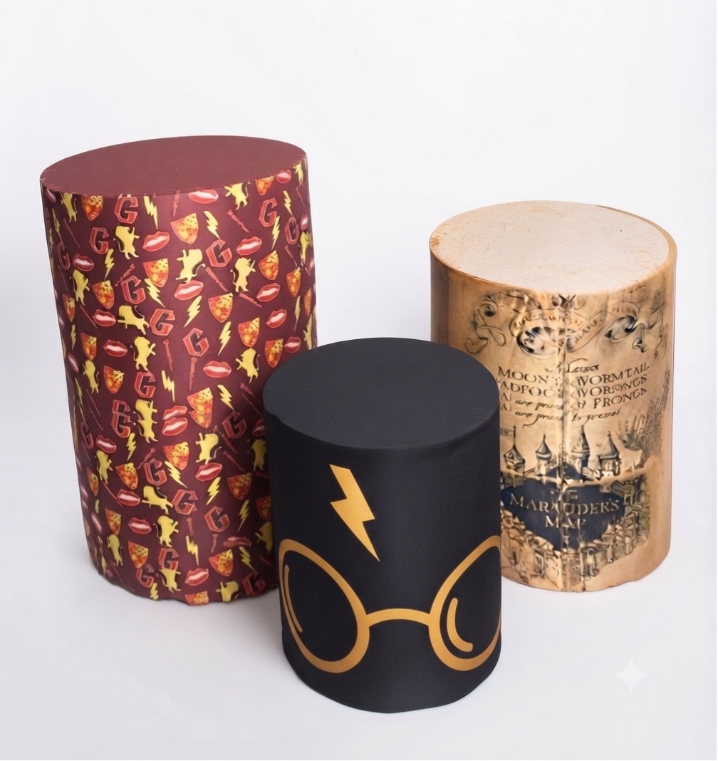 Capa Cilindro Harry Potter ( 3 Peças Pequena, Média, Grande - A casa do pegue e monte 