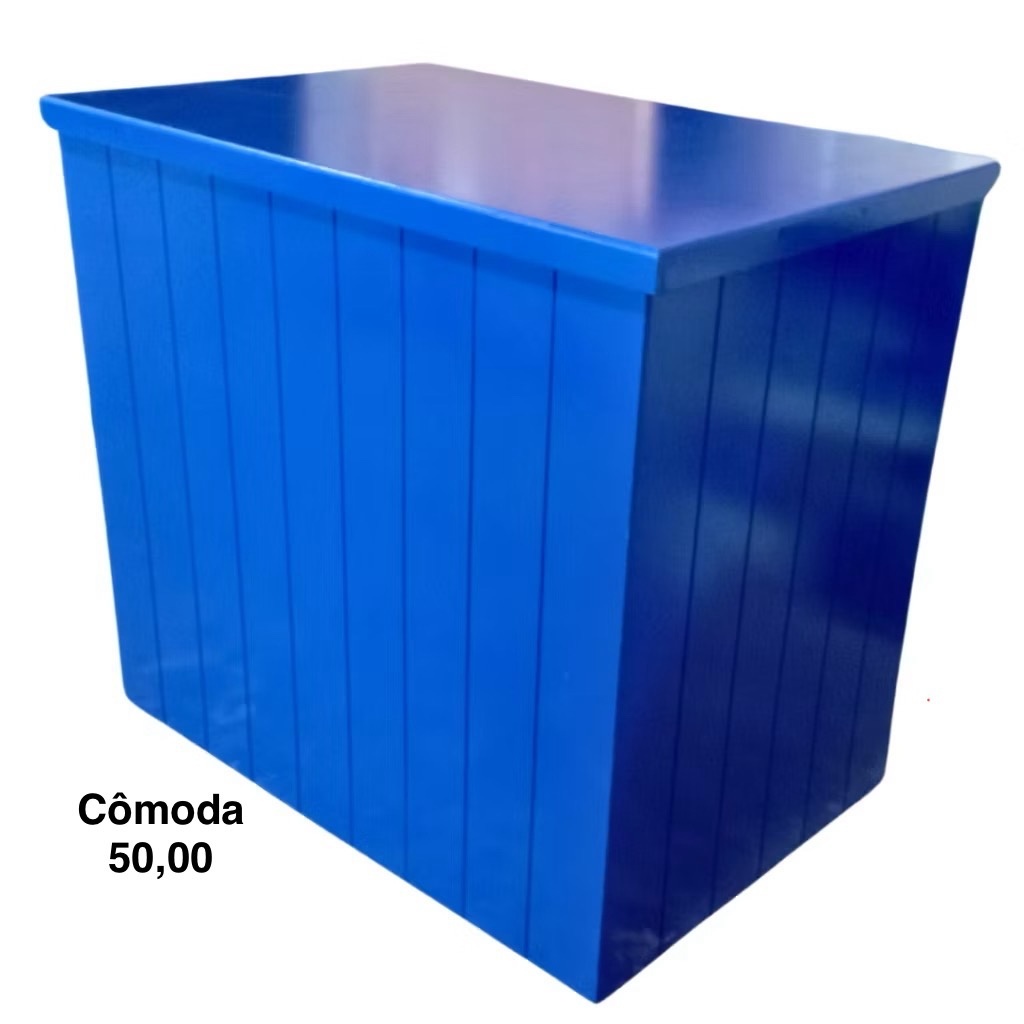 Mesa Cômoda Ripado Azul Big 80Cm - A casa do pegue e monte 
