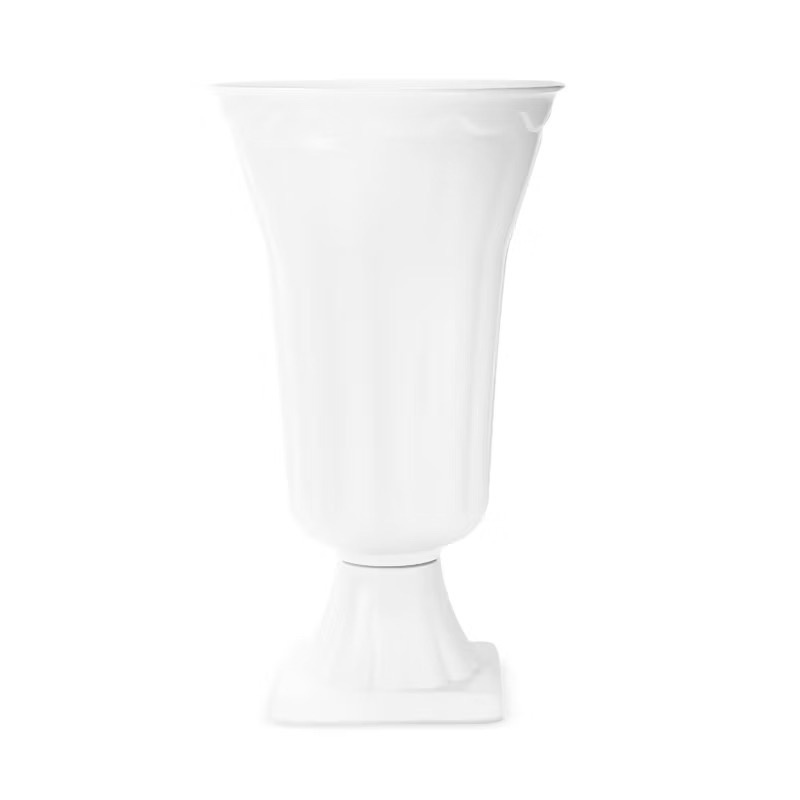 Vaso Grego Branco C/Flores Alto  - A casa do pegue e monte 