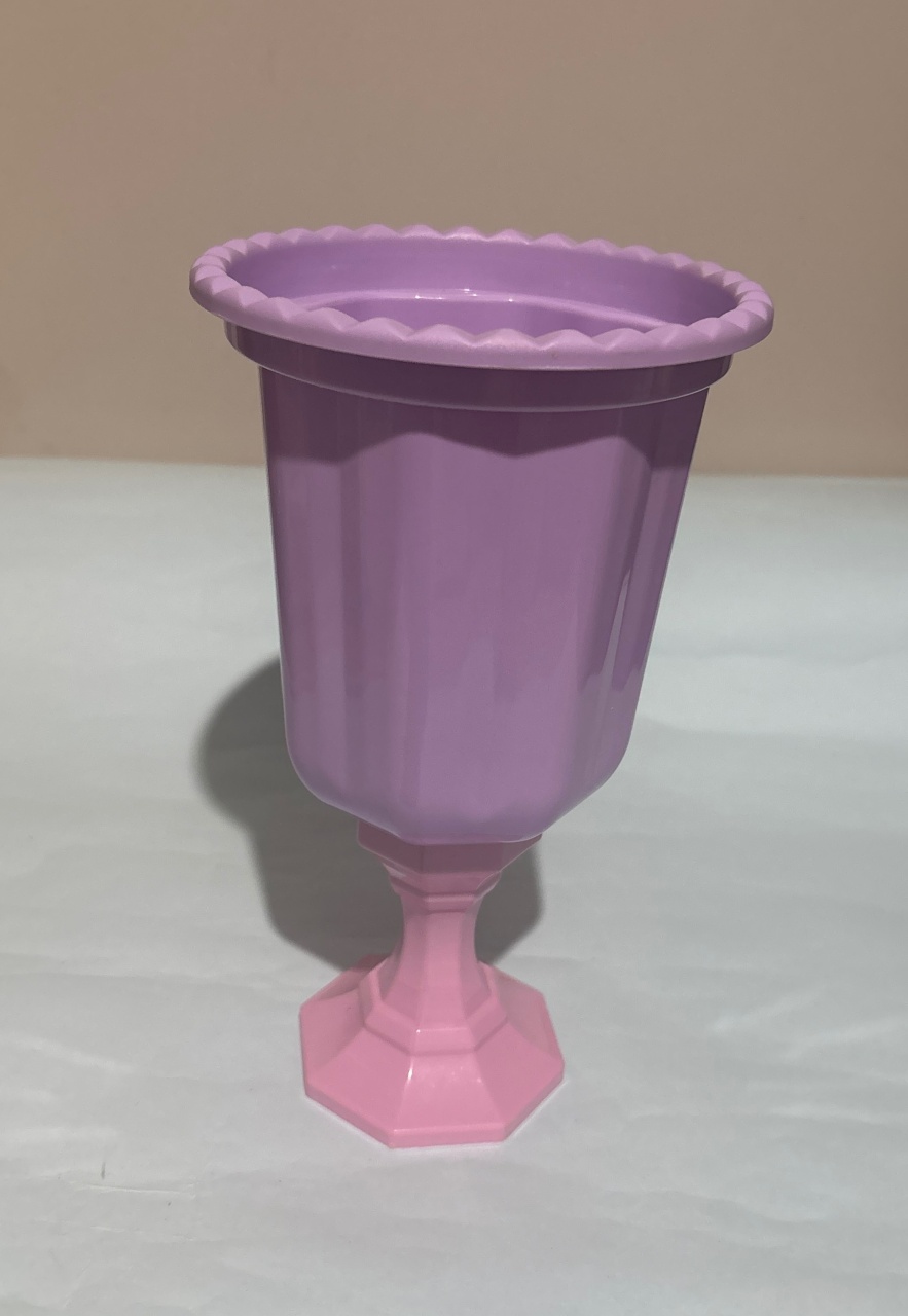 Vaso de Mesa Lilás C/ Flores  Pé Rosa   - A casa do pegue e monte 