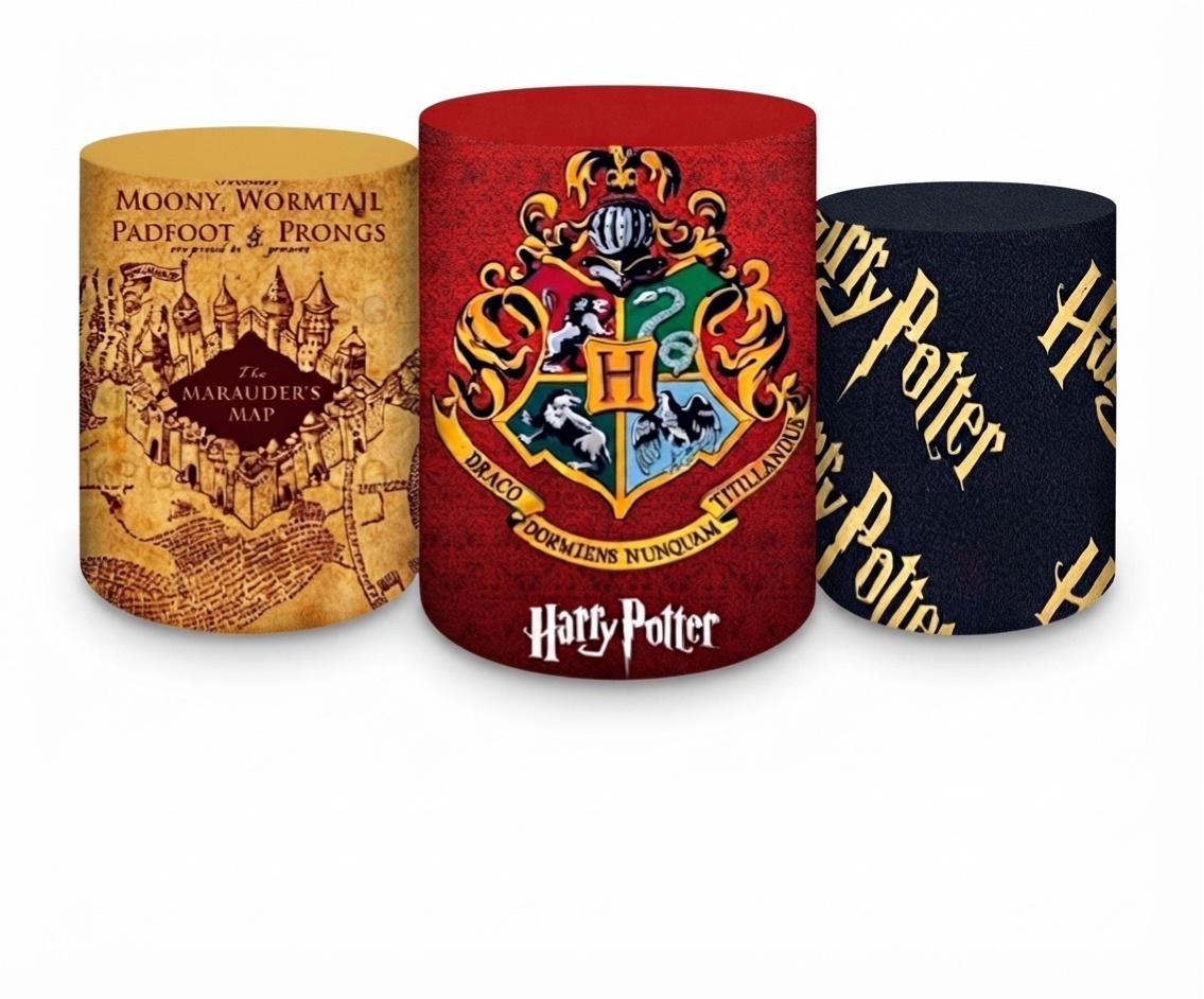 Capas Cilindro Harry Potter ( 3 Peças Pequena, Média , Grande ) - A casa do pegue e monte 