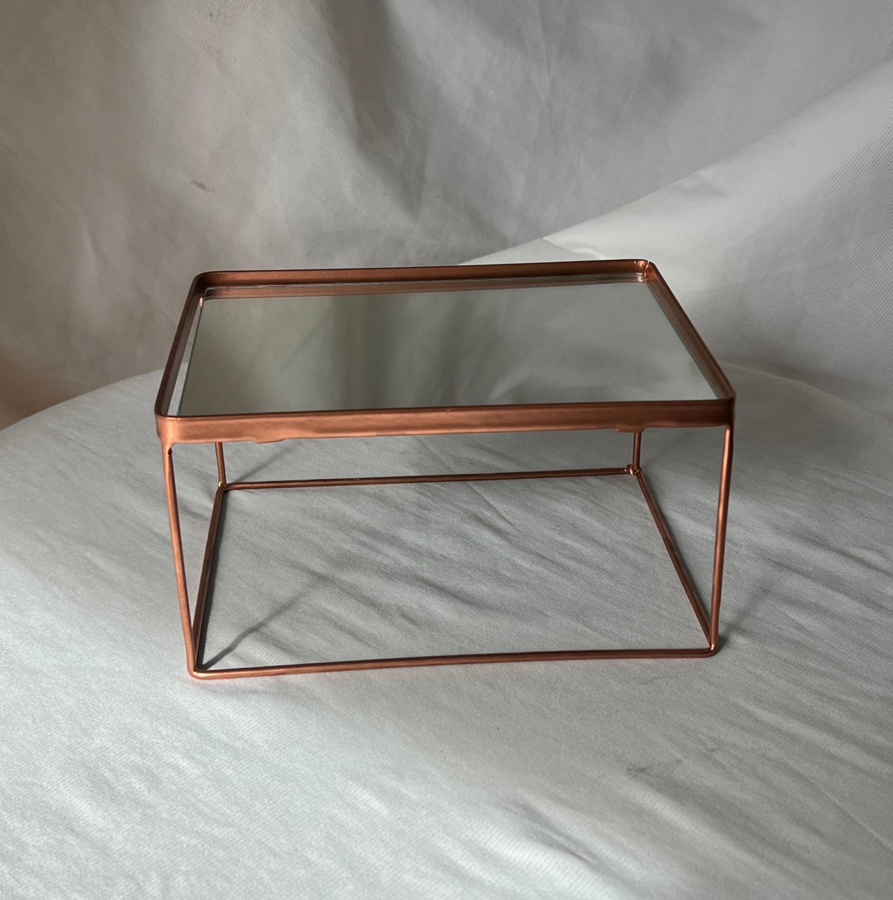 Porta Doces de Ferro Rose Gold Com Espelho  Retangular - A casa do pegue e monte 