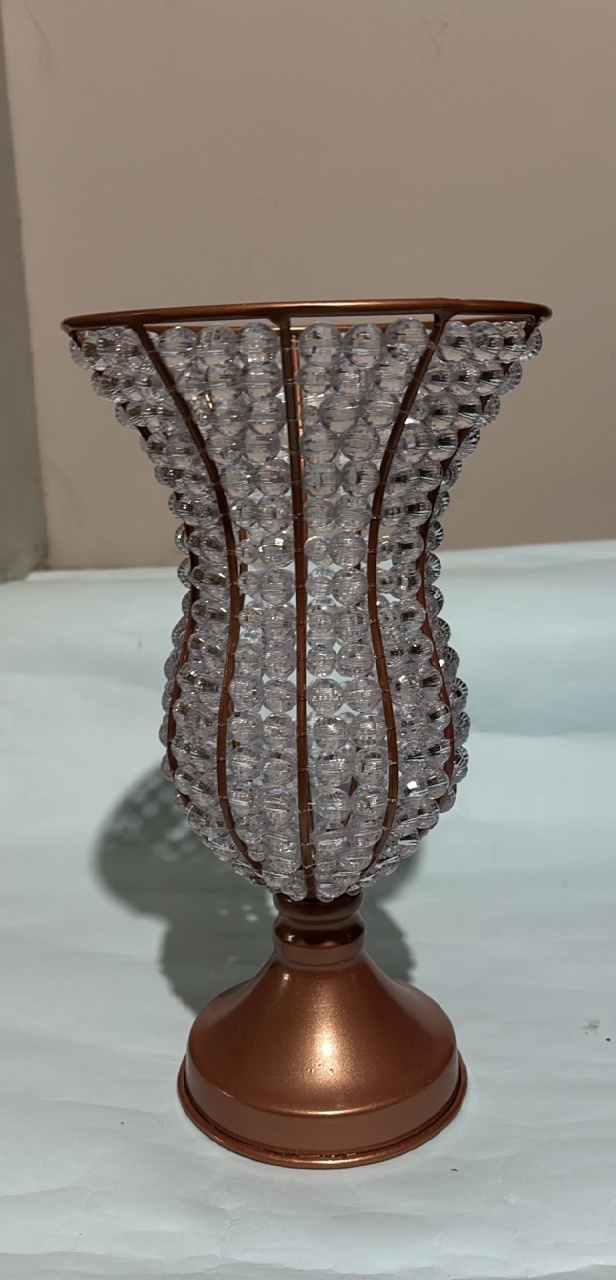 Vaso Rose Gold C/ Pérolas Médio S/ Flores  - A casa do pegue e monte 