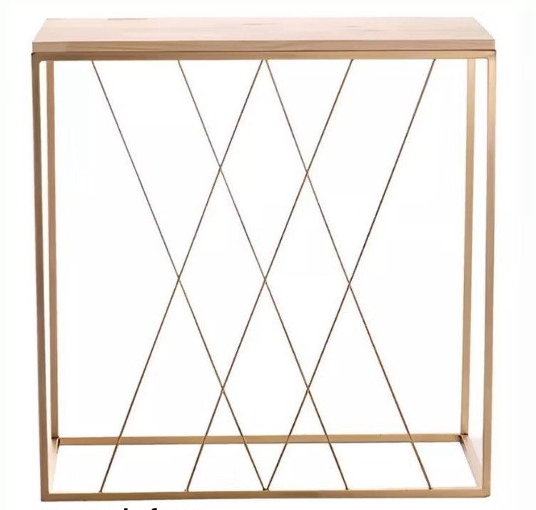 Mesa de Ferro Dourado Tampo Branco Treliça  - A casa do pegue e monte 