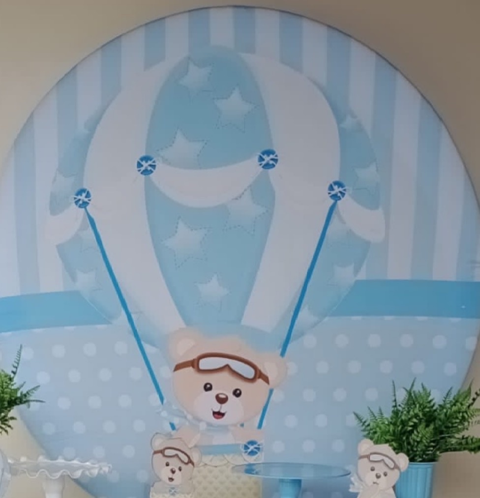 Capa Painel Ursinho Baloeiro ( Azul Claro ) S/ Armação - A casa do pegue e monte 