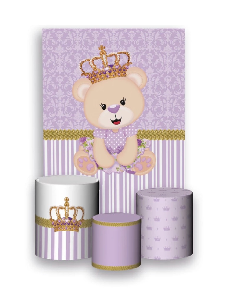 Chá de Bebê  Princesa Ursinha Lilás  - A casa do pegue e monte 