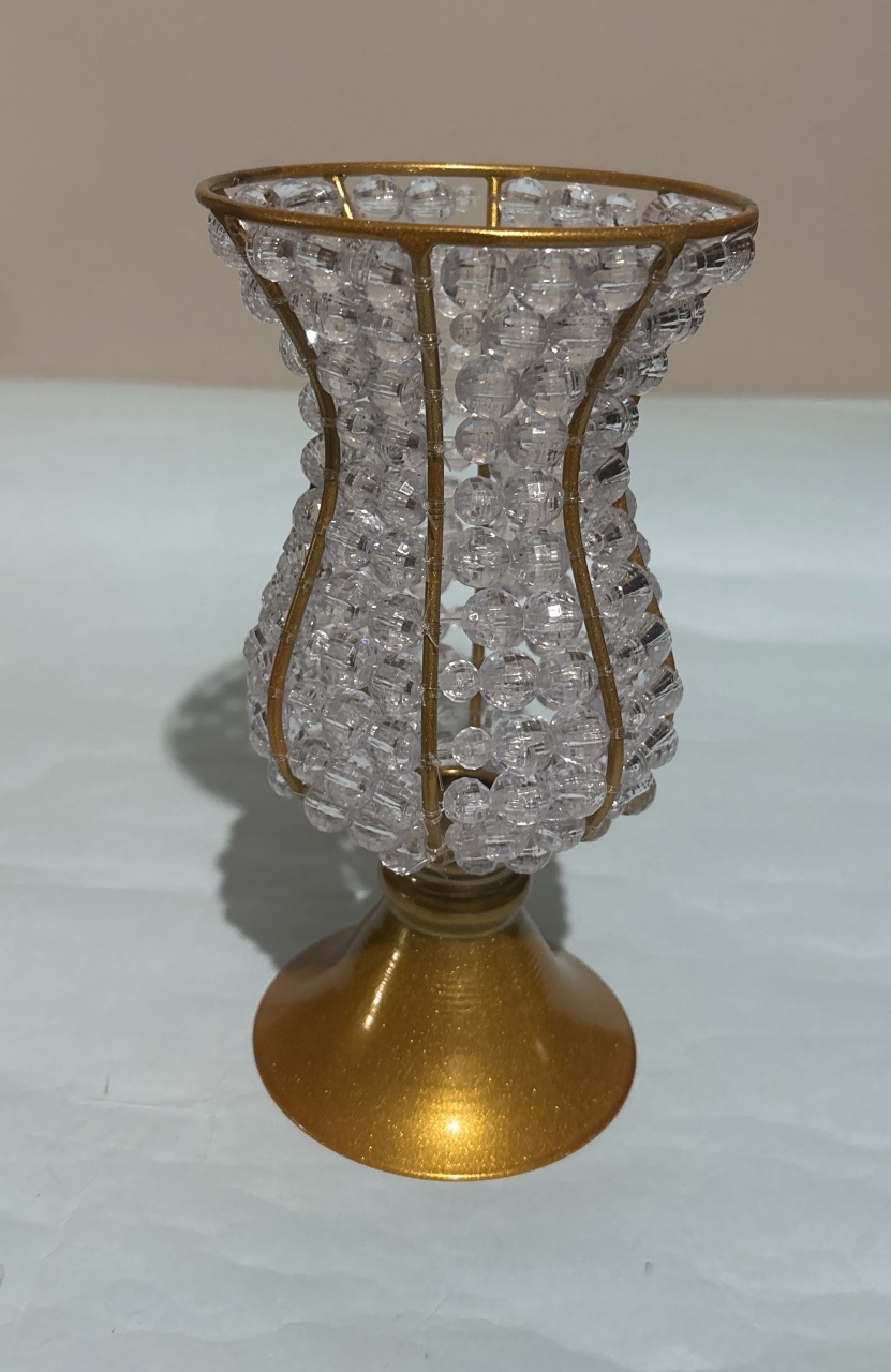 Vaso de Ferro Dourado C/Perolas Pequeno C/ Flores  - A casa do pegue e monte 