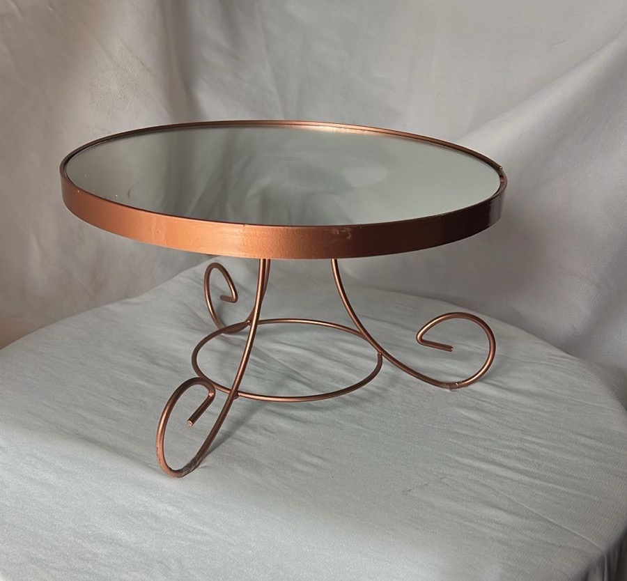 Porta Bolo de Ferro Rose Gold Com Espelho   - A casa do pegue e monte 