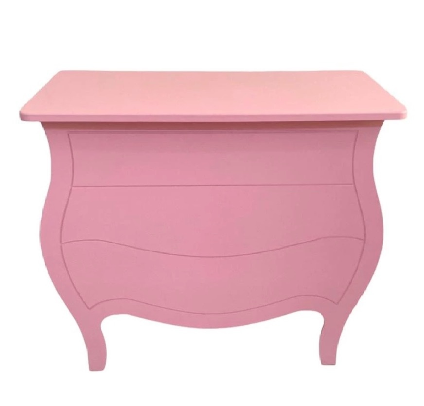 Mesa Cômoda Gavetas Fake Rosa 60Cm - A casa do pegue e monte 