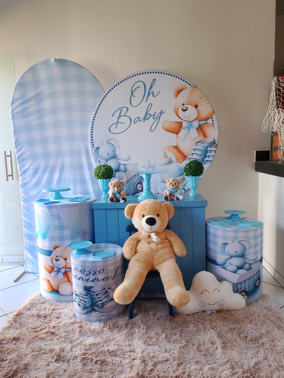 Kit Ursinho Azul(Oh Baby) Ouro - Lana Festas 