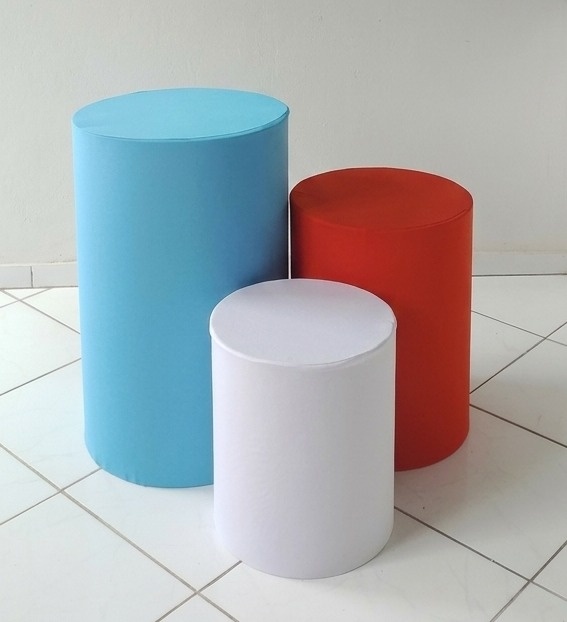 Kit Capas Cilindros Azul , Laranja E Branco  - Lana Festas 