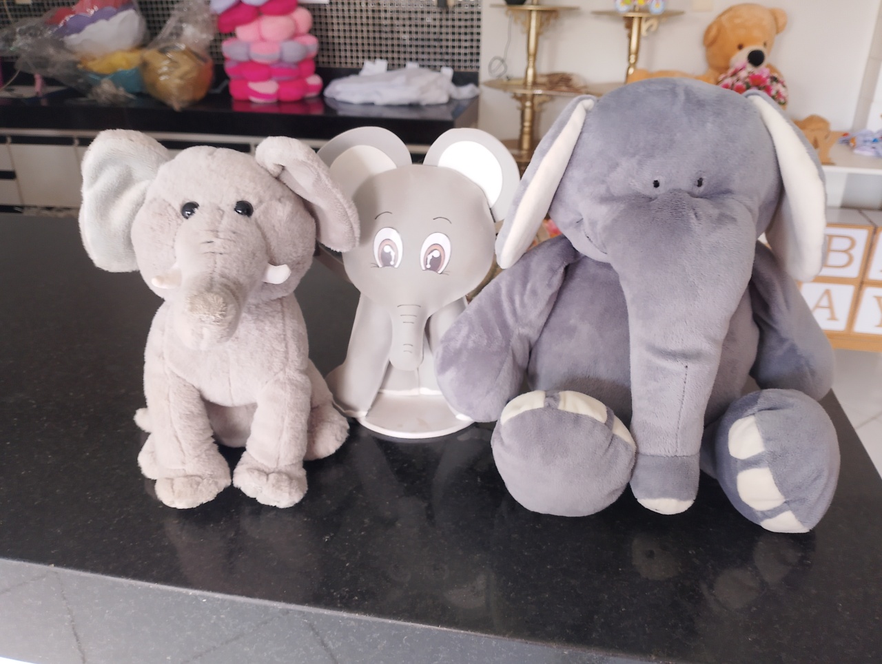 Kit 3 Pelúcias Elefante  - Lana Festas 