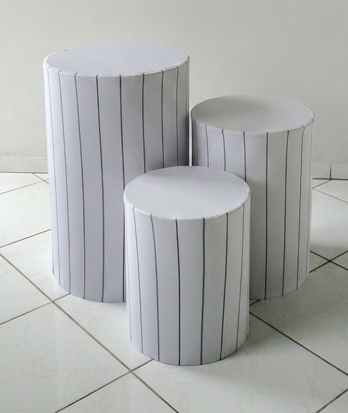 Kit Capas Cilindros Branco Com Listra  - Lana Festas 