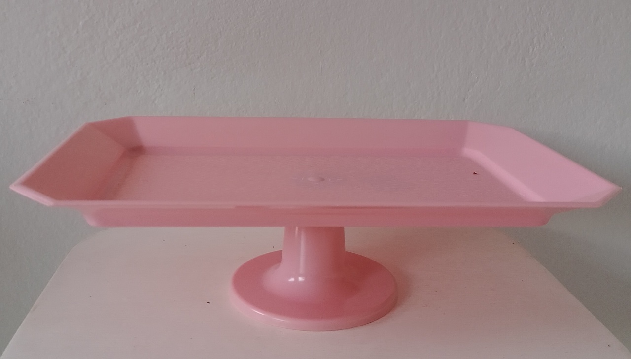 Bandeja Rosa Bebê Retangular Com Pé  - Lana Festas 