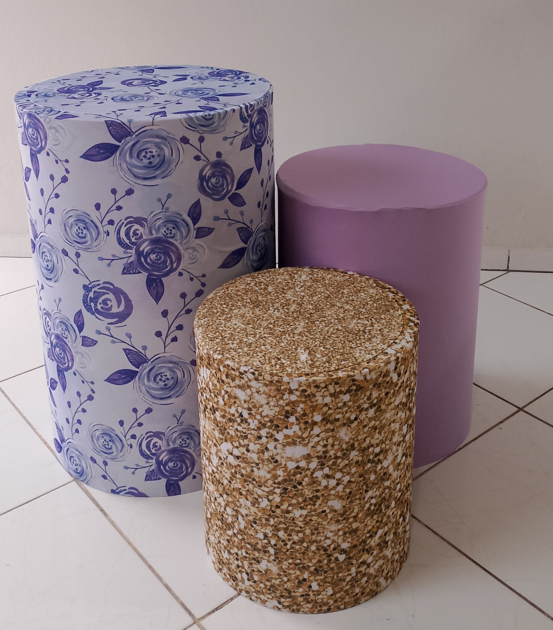 Kit Capas Cilindros Lilás E Dourado  - Lana Festas 