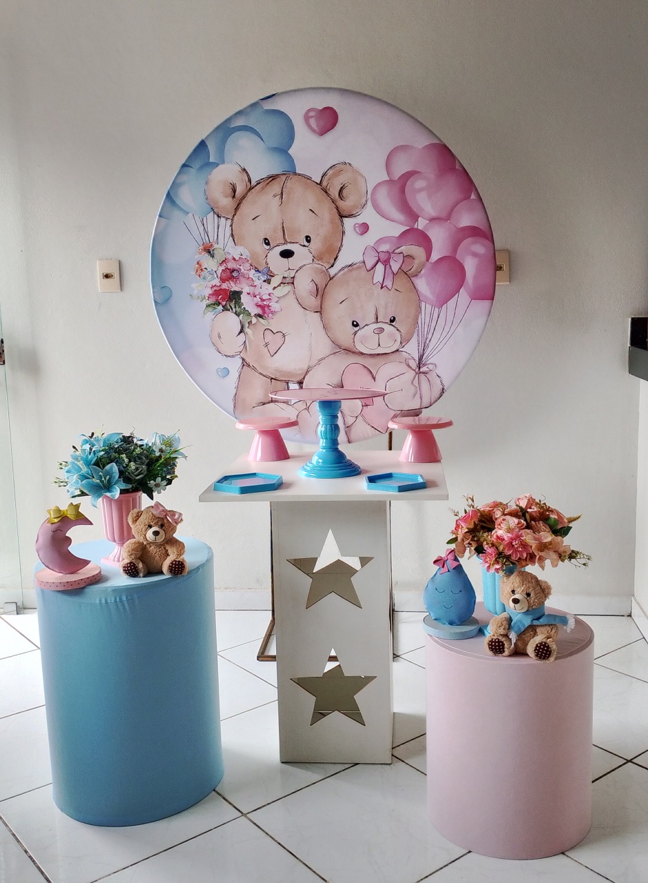 Kit Chá Revelação Azul & Rosa (Bronze) - Lana Festas 