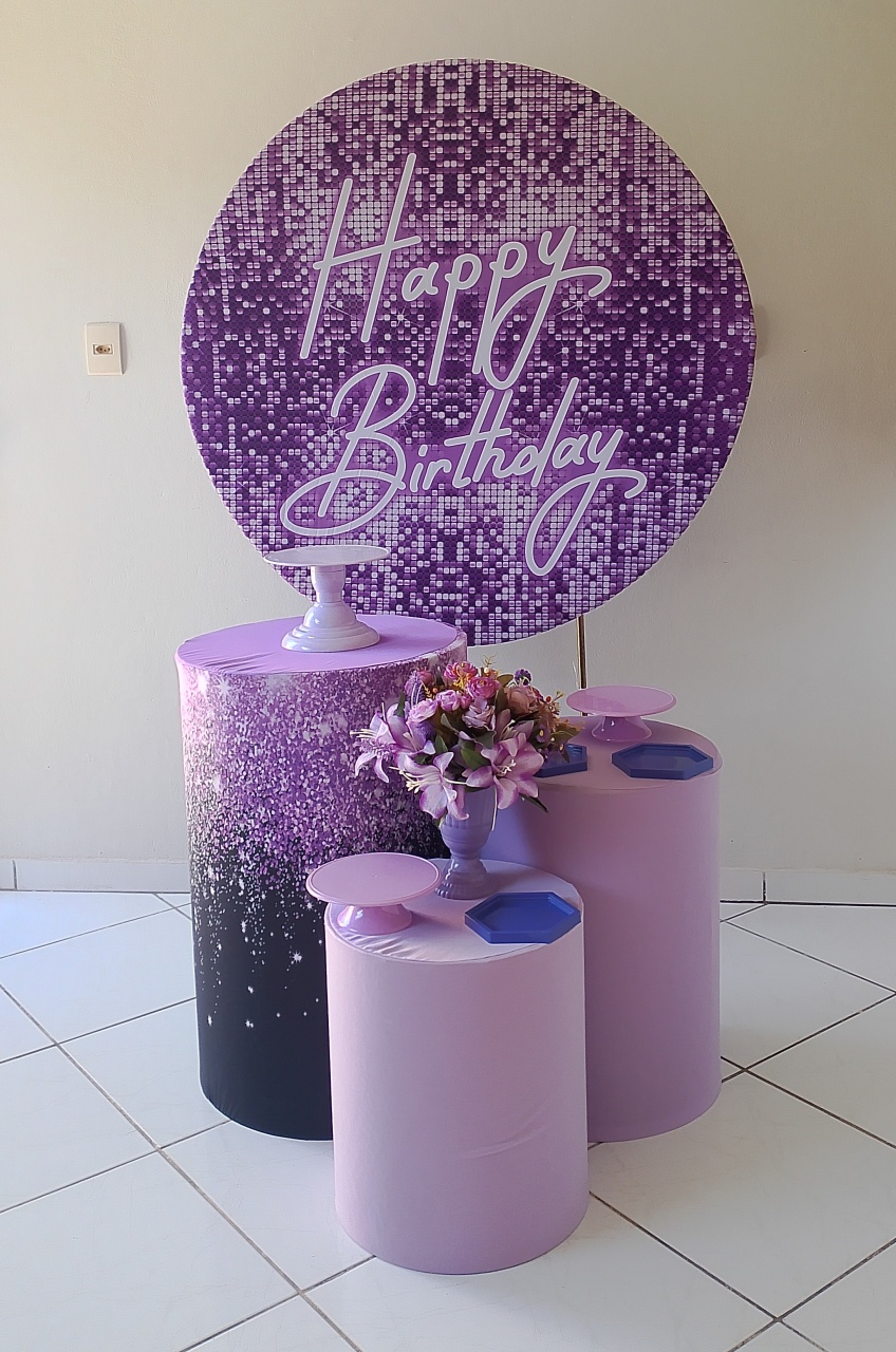 Kit Adulto Happy Birthday Lilás  - Lana Festas 