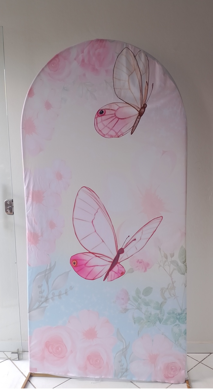 Capa Painel Romano Borboleta Rosa - Lana Festas 