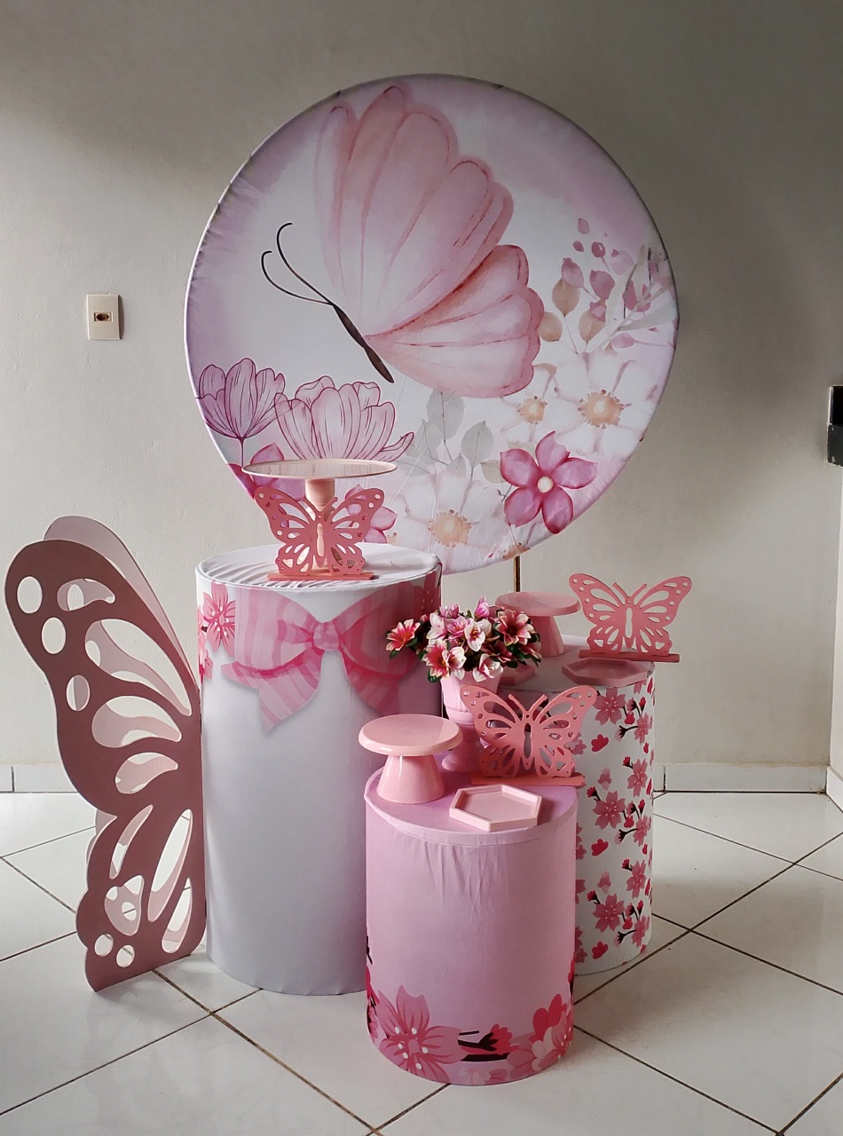 Kit Borboleta Rosa Bronze - Lana Festas 