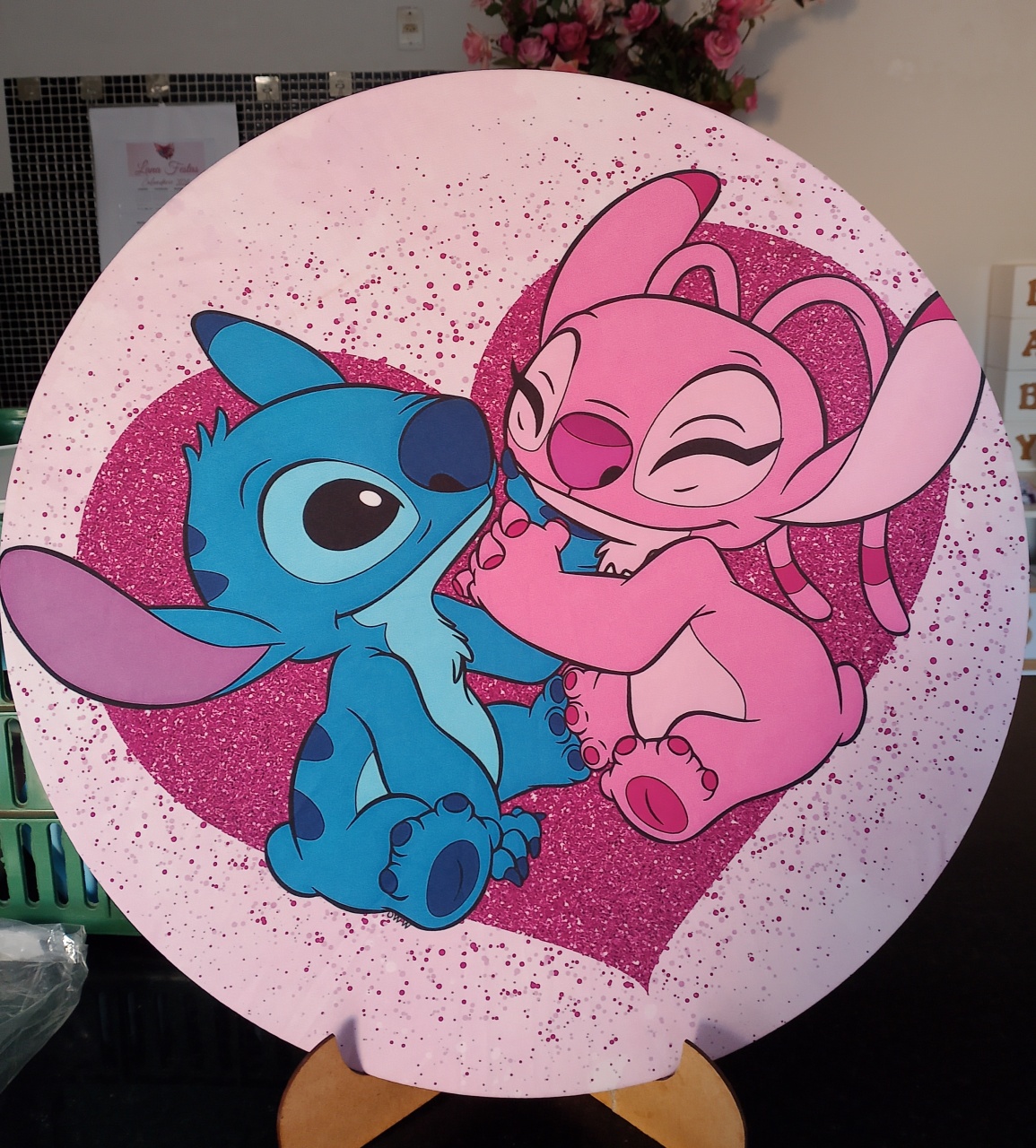 Capa Mini Painel Stitch E Angel  - Lana Festas 