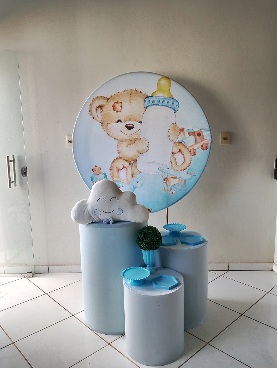 Kit Ursinho Azul Mamadeira Bronze - Lana Festas 