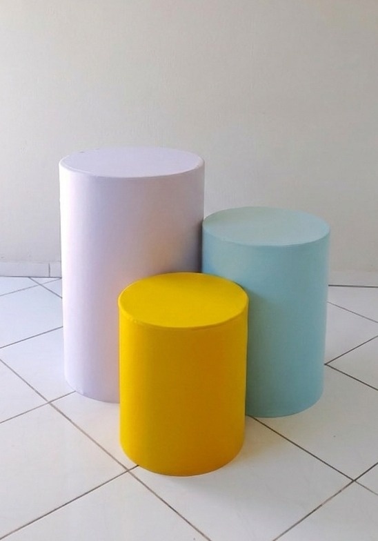Kit Capas Cilindros Branco, Amarelo,Azul  - Lana Festas 